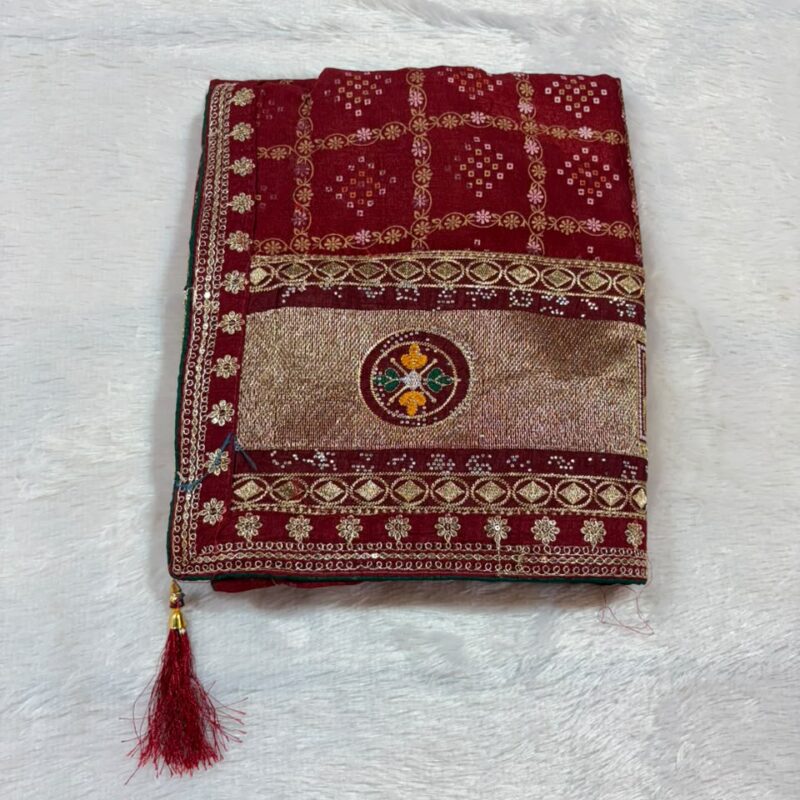 10.Designer Bandhani Sadi ( डिझायनर बांधणी साडी )