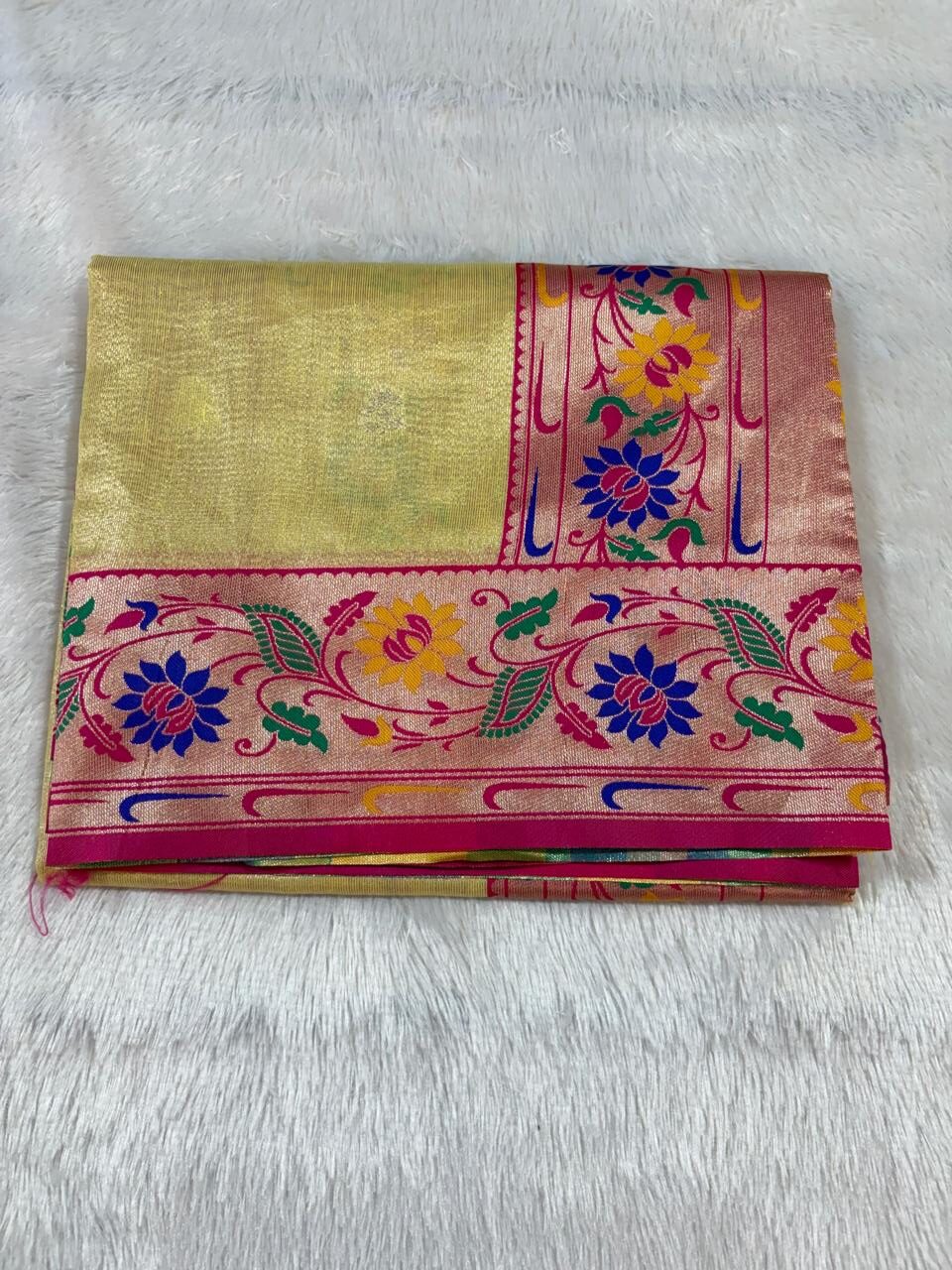24.Plane Tissue Lotus Paithani Sadi ( प्लेन टिश्यू लोटस पैठणी साडी ) - Image 11