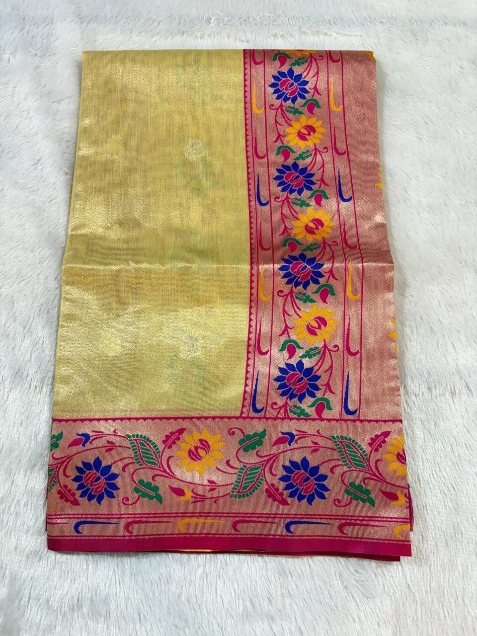 24.Plane Tissue Lotus Paithani Sadi ( प्लेन टिश्यू लोटस पैठणी साडी ) - Image 12