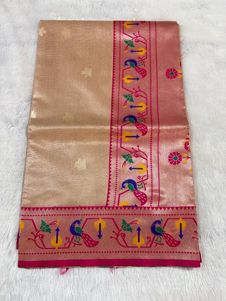 24.Plane Tissue Lotus Paithani Sadi ( प्लेन टिश्यू लोटस पैठणी साडी ) - Image 15