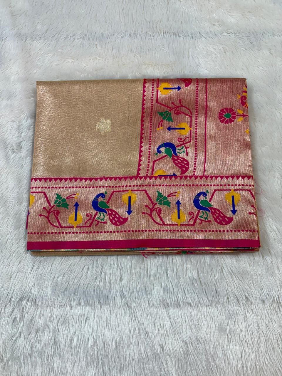 24.Plane Tissue Lotus Paithani Sadi ( प्लेन टिश्यू लोटस पैठणी साडी ) - Image 14